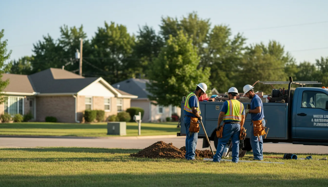 Residential water line and bathroom plumbing service in Albion, OK